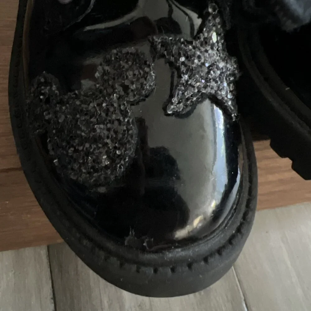 Zara Disney Mickey Mouse Boots   Side Zip Lace Front Girls Black US 11 EU 28